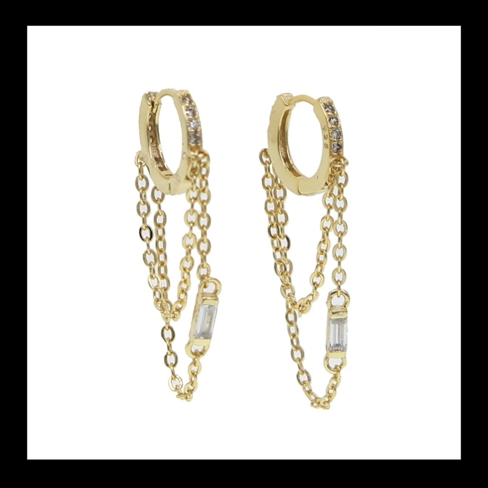 Gold Tassel Hoop Earrings